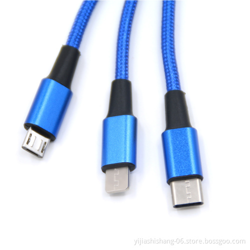 Yijiashishang 3 in 1 USB Cable with Current Voltage for Samsung charging for lightning cable  Mobile Phone Accessories